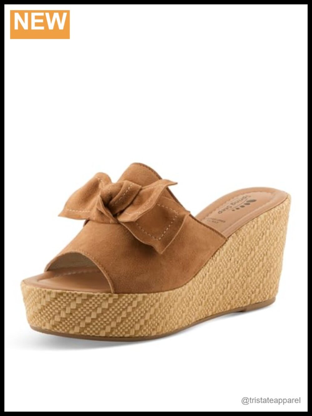 Italian Suede Bow Wedge Sandal Slip On Padded Casual Round Toe